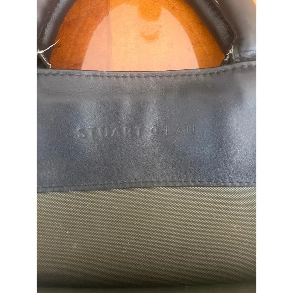 Stuart & Lau Clarke Waterproof Totepack Olive Green Dark Leather Trim